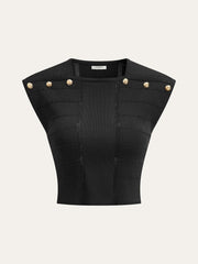 Metal Detail Ribbed Knit Top