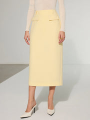 Decor Pocket Back Slit Midi Skirt