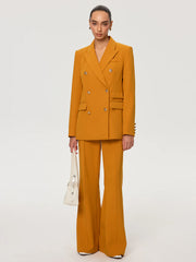 Double-Breasted Metal Button Blazer