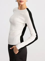 Reversible Two-Tone Textured Wool Blend Sweater