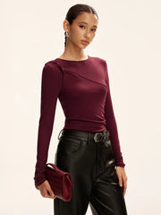Asymmetric Twist Long-Sleeve Top