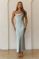 Satin Stargazer Maxi Dress Khaki