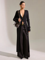 Metal Button Longline Knit Cardigan Dress