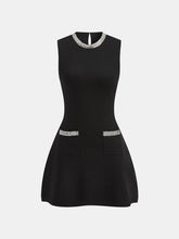 Sleeveless Flared Dress with Sequin Embellishments