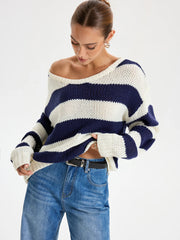 Oversized Striped Sweater Long Sleeve Sweater