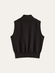 Denim Placket Button Knit Vest