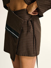 Contrast Panel Striped Asymmetric Mini Skirt