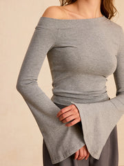 Off-Shoulder Bell-Sleeve Blouse