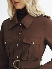 Collared Belted Utility Trench Coat