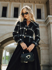 Plaid Wool Blend Blazer