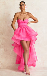 Amalie The Label - Musee Sweetheart High Low Dress in Hot Pink