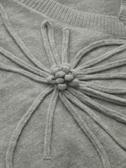 Floral Applique Cap Sleeve Knit Vest