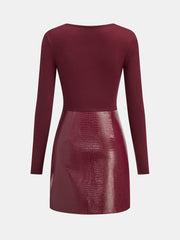 Faux Leather Paneled Knit Mini Dress