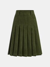 Pleated Corduroy Midi Skirt