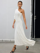 Asymmetric One-Shoulder Textured Sweater Dress