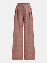 Herringbone Wool-Blend Wide-Leg Pants