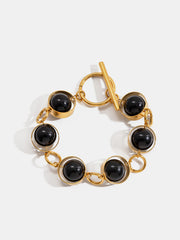 Rotatable Black Bead Toggle-Clasp Bracelet
