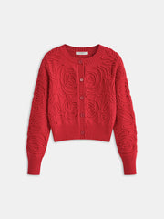 Embroidered Crew Neck Knit Top
