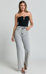 Dexter Jeans - High Waisted Straight Leg Denim Jeans in Grey Wash