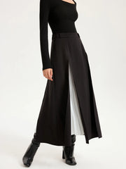 Contrast Pleated Maxi Skirts
