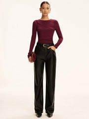 Asymmetric Twist Long-Sleeve Top