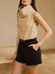 Sleeveless High-Neck Cotton Top