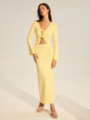 Floral Accent Cut-Out Sweater Co-ord