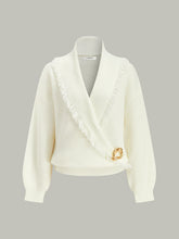 Wrap Fringe Wool Blend Sweater