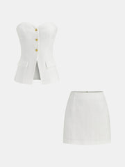 Tweed Strapless Top and Mini Skirt Set