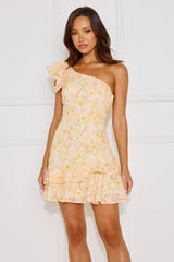 Selene One Shoulder Mini Dress Yellow