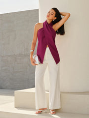 Halter-Style Cross-Neckline Backless Top