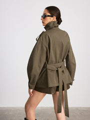 Double-Breasted Belted Trench Coat