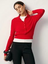 Knit Button Front Collared Top
