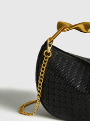 Textured PU Leather Bag with Chain Strap