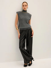 Wool-Blend Turtleneck Sleeveless Sweater Vest