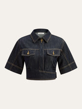 Short Sleeve Cropped Denim Top