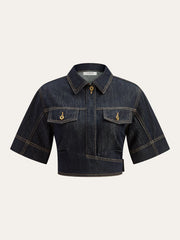 Short Sleeve Cropped Denim Top