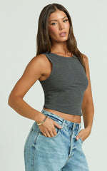 Can't You Tell Top - Ribbed Tank Top in Charcoal