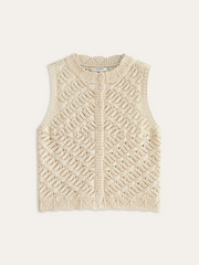 Knitted Sleeveless Cardigan with Button Front