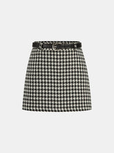 Houndstooth Belted Mini Skirt