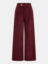 Pleated Cotton Corduroy Wide Leg Pants