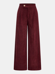 Pleated Cotton Corduroy Wide Leg Pants