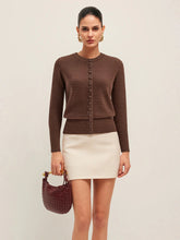 Crew Neck Button-Front Knit Cardigan