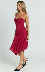 Clare Top - Gathered Front Bow Strappy Crop Top in Cherry Red