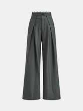High-Waist Lace Trim Wide-Leg Pants