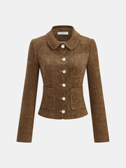 Scalloped Edge Tweed Lapel Jacket