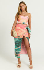 Amalie The Label - Leesha Side Knot Midi Skirt in Island Sunset Print