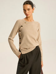 Asymmetric Button Knit Top