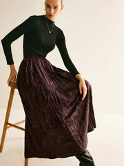 Elastic Waist Faux Leather Skirt