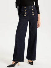 Metal Detail Denim Wide-Leg Jeans